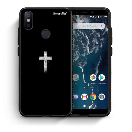 Θήκη Xiaomi Mi A2 White Cross από τη Smartfits με σχέδιο στο πίσω μέρος και μαύρο περίβλημα | Xiaomi Mi A2 White Cross case with colorful back and black bezels