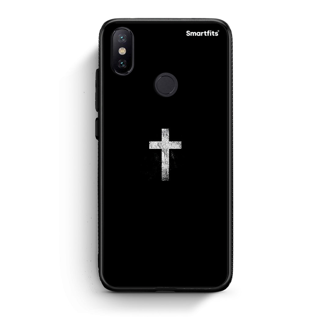 Xiaomi Mi A2 White Cross θήκη από τη Smartfits με σχέδιο στο πίσω μέρος και μαύρο περίβλημα | Smartphone case with colorful back and black bezels by Smartfits