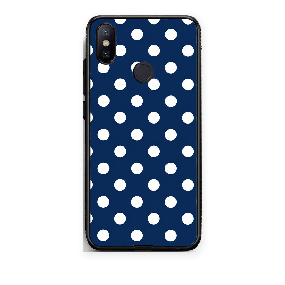 Θήκη Xiaomi Mi A2 White Large Polka Dots on Navy από τη Smartfits με σχέδιο στο πίσω μέρος και μαύρο περίβλημα | Xiaomi Mi A2 White Large Polka Dots on Navy case with colorful back and black bezels