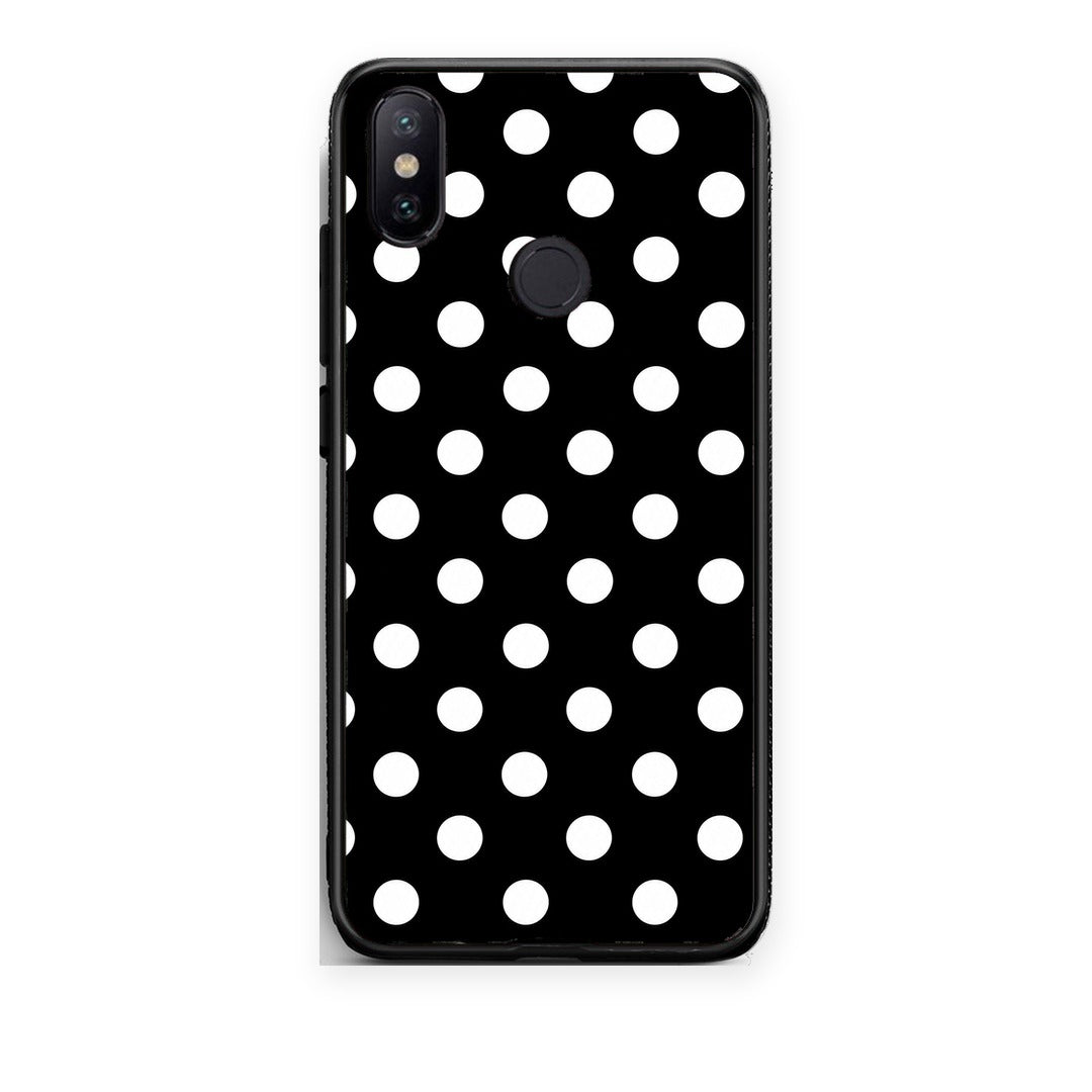 Θήκη Xiaomi Mi A2 White Polka Dots on Black από τη Smartfits με σχέδιο στο πίσω μέρος και μαύρο περίβλημα | Xiaomi Mi A2 White Polka Dots on Black case with colorful back and black bezels