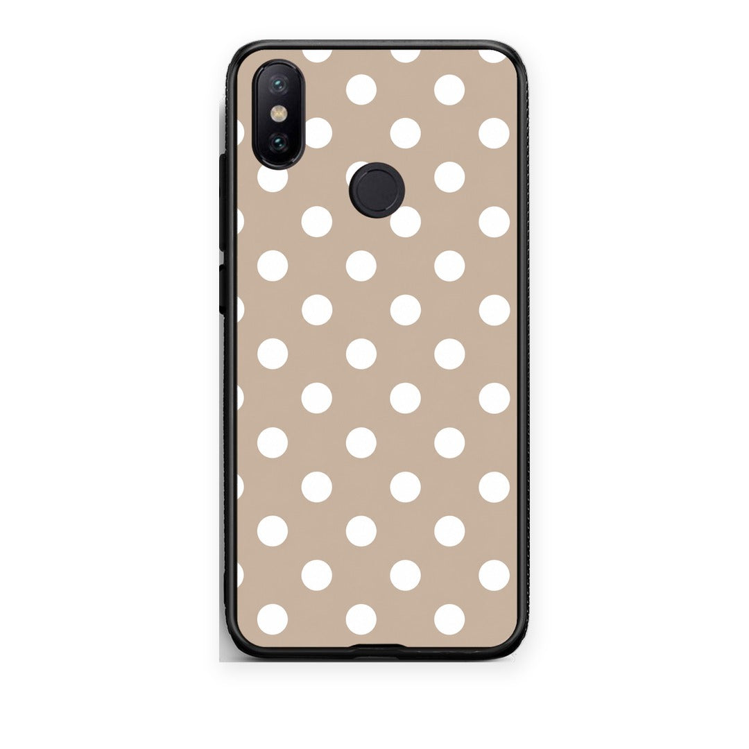 Θήκη Xiaomi Mi A2 White Polka Dots on Taupe από τη Smartfits με σχέδιο στο πίσω μέρος και μαύρο περίβλημα | Xiaomi Mi A2 White Polka Dots on Taupe case with colorful back and black bezels
