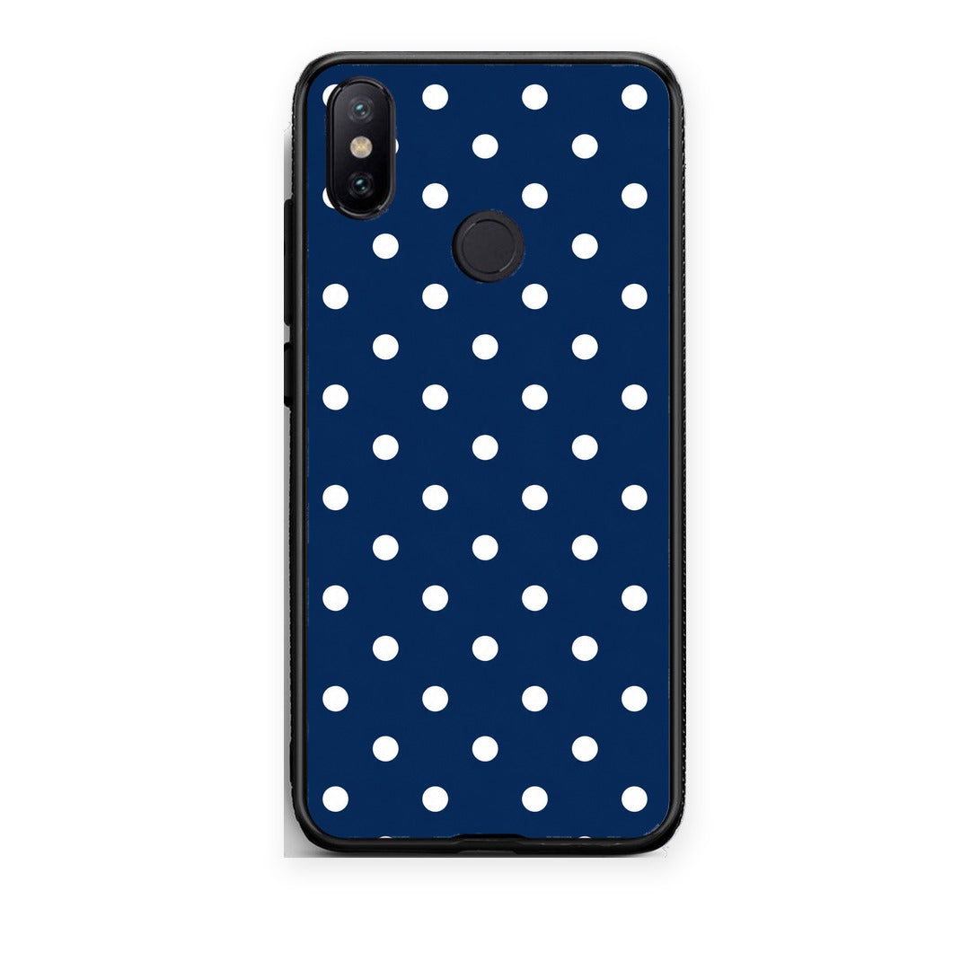 Θήκη Xiaomi Mi A2 White Small Polka Dots on Navy από τη Smartfits με σχέδιο στο πίσω μέρος και μαύρο περίβλημα | Xiaomi Mi A2 White Small Polka Dots on Navy case with colorful back and black bezels