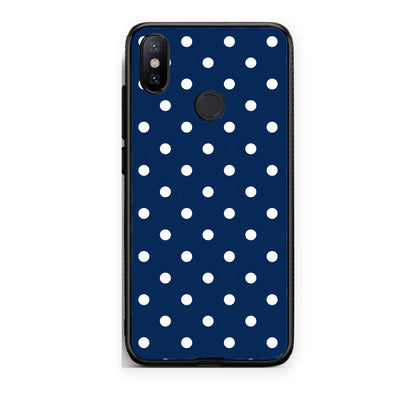 Θήκη Xiaomi Mi A2 White Small Polka Dots on Navy από τη Smartfits με σχέδιο στο πίσω μέρος και μαύρο περίβλημα | Xiaomi Mi A2 White Small Polka Dots on Navy case with colorful back and black bezels