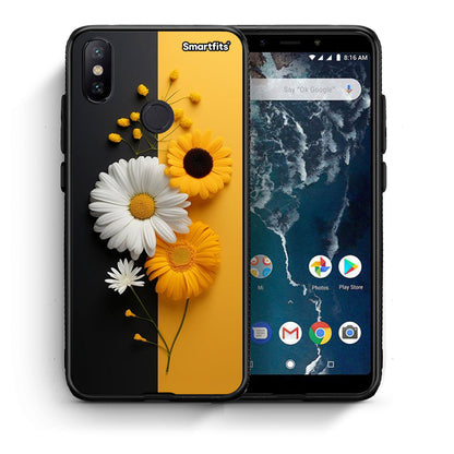 Θήκη Xiaomi Mi A2 Yellow Daisies από τη Smartfits με σχέδιο στο πίσω μέρος και μαύρο περίβλημα | Xiaomi Mi A2 Yellow Daisies case with colorful back and black bezels