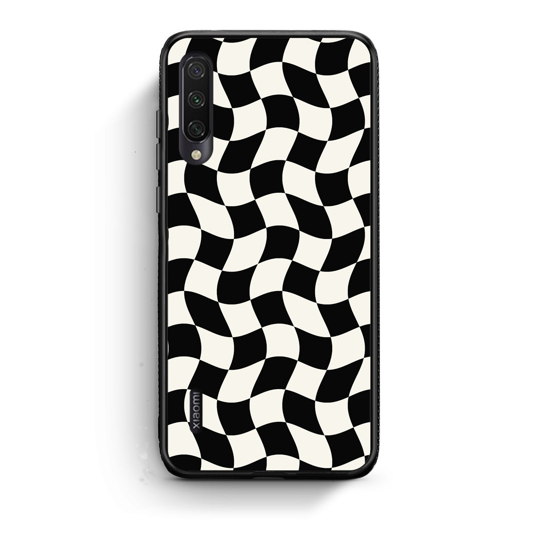 Θήκη Xiaomi Mi A3 Black and Cream Wavy Checkerboard από τη Smartfits με σχέδιο στο πίσω μέρος και μαύρο περίβλημα | Xiaomi Mi A3 Black and Cream Wavy Checkerboard case with colorful back and black bezels