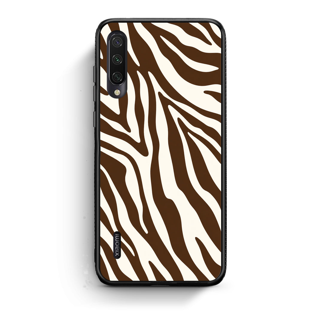 Θήκη Xiaomi Mi A3 Brown and Cream Zebra Stripes από τη Smartfits με σχέδιο στο πίσω μέρος και μαύρο περίβλημα | Xiaomi Mi A3 Brown and Cream Zebra Stripes case with colorful back and black bezels