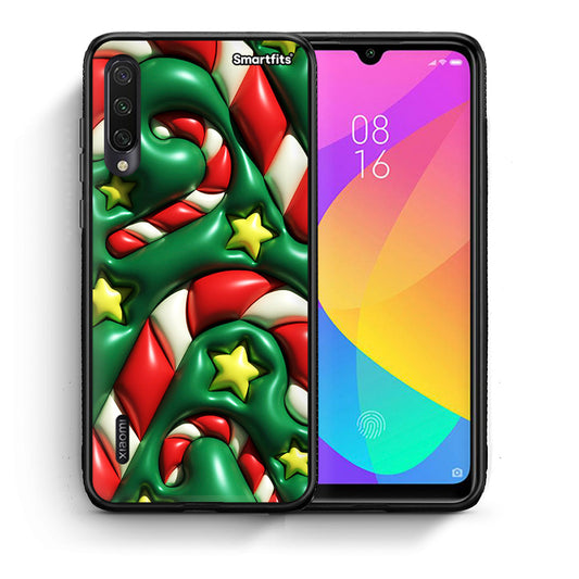 Θήκη Xiaomi Mi A3 Christmas Bubbles από τη Smartfits με σχέδιο στο πίσω μέρος και μαύρο περίβλημα | Xiaomi Mi A3 Christmas Bubbles case with colorful back and black bezels