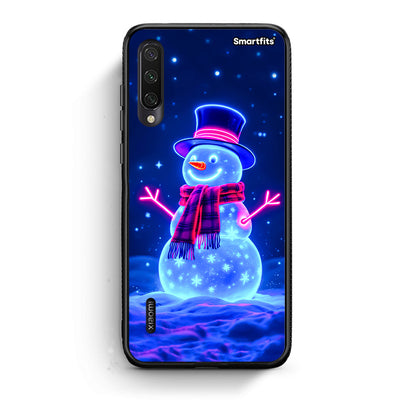 Xiaomi Mi A3 Christmas Neon Snowman θήκη από τη Smartfits με σχέδιο στο πίσω μέρος και μαύρο περίβλημα | Smartphone case with colorful back and black bezels by Smartfits