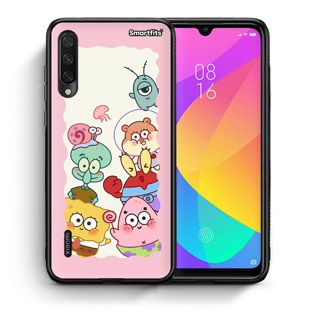 Θήκη Xiaomi Mi A3 Cute Companion από τη Smartfits με σχέδιο στο πίσω μέρος και μαύρο περίβλημα | Xiaomi Mi A3 Cute Companion case with colorful back and black bezels