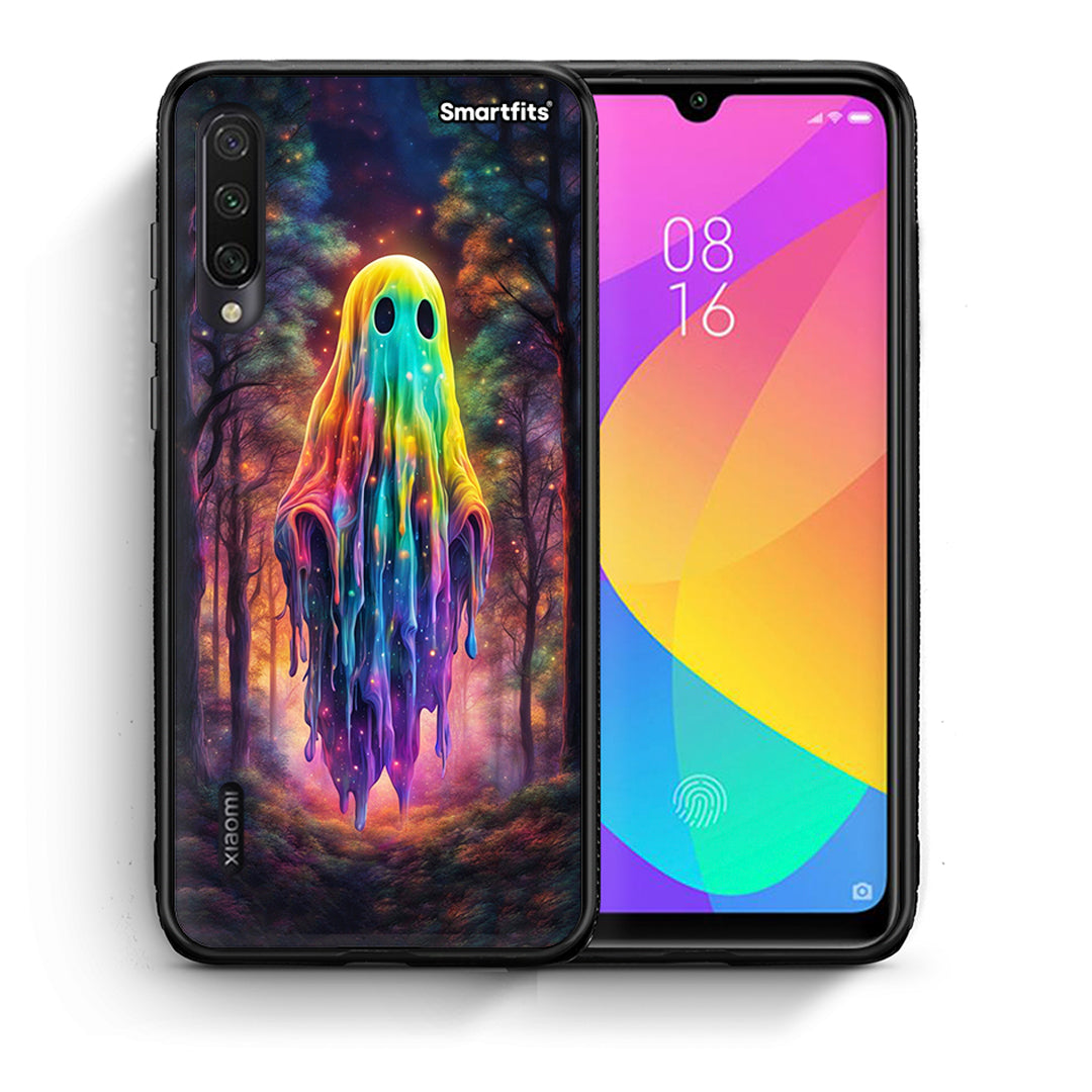 Θήκη Xiaomi Mi A3 Halloween Ghost από τη Smartfits με σχέδιο στο πίσω μέρος και μαύρο περίβλημα | Xiaomi Mi A3 Halloween Ghost case with colorful back and black bezels