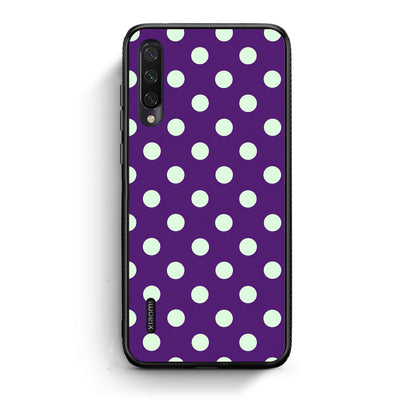 Θήκη Xiaomi Mi A3 Mint Polka Dots on Purple από τη Smartfits με σχέδιο στο πίσω μέρος και μαύρο περίβλημα | Xiaomi Mi A3 Mint Polka Dots on Purple case with colorful back and black bezels