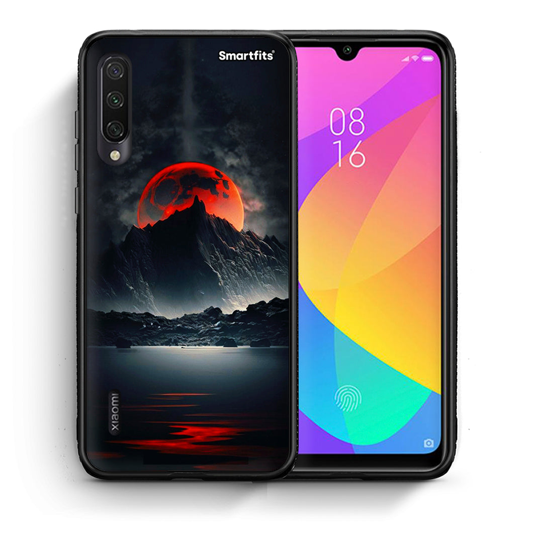 Θήκη Xiaomi Mi A3 Red Full Moon από τη Smartfits με σχέδιο στο πίσω μέρος και μαύρο περίβλημα | Xiaomi Mi A3 Red Full Moon case with colorful back and black bezels