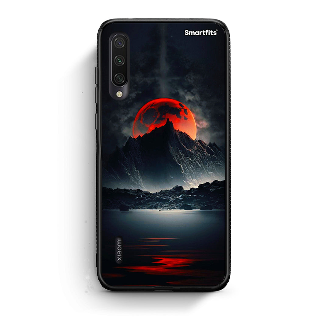 Xiaomi Mi A3 Red Full Moon θήκη από τη Smartfits με σχέδιο στο πίσω μέρος και μαύρο περίβλημα | Smartphone case with colorful back and black bezels by Smartfits
