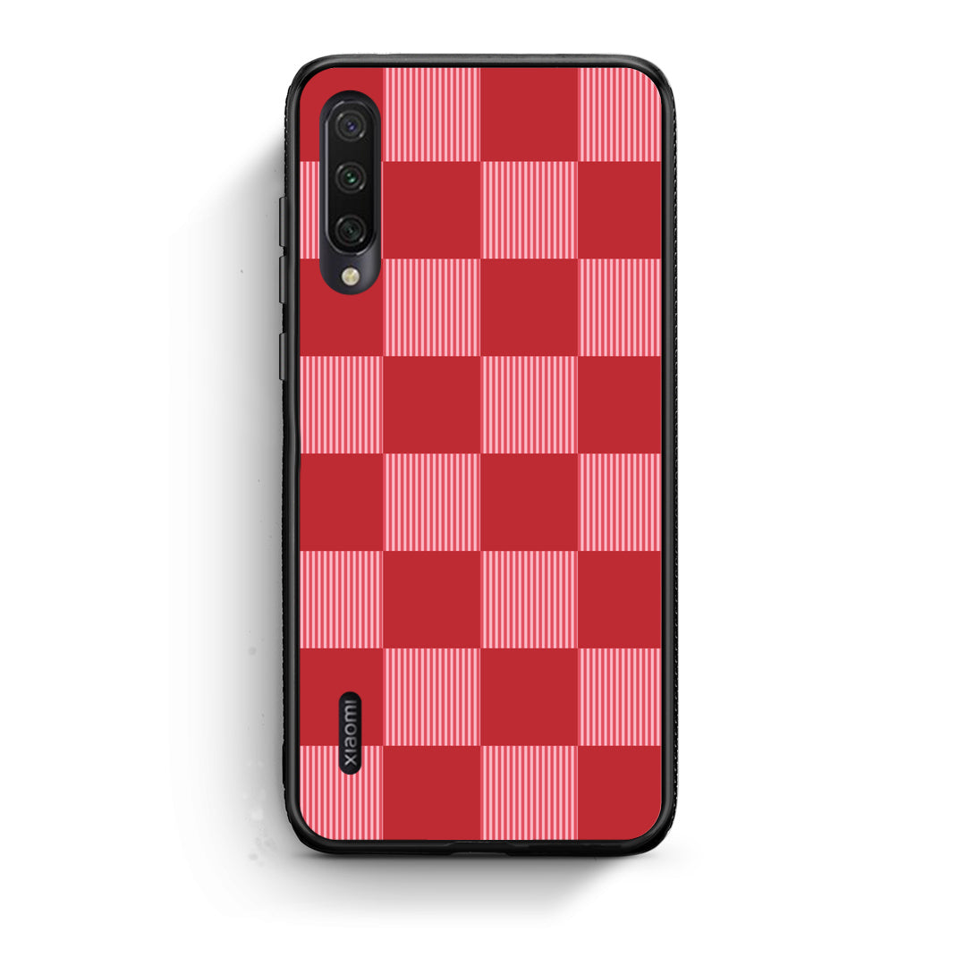 Θήκη Xiaomi Mi A3 Red and Pink Striped Checks από τη Smartfits με σχέδιο στο πίσω μέρος και μαύρο περίβλημα | Xiaomi Mi A3 Red and Pink Striped Checks case with colorful back and black bezels