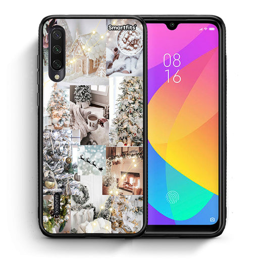 Θήκη Xiaomi Mi A3 White Christmas από τη Smartfits με σχέδιο στο πίσω μέρος και μαύρο περίβλημα | Xiaomi Mi A3 White Christmas case with colorful back and black bezels