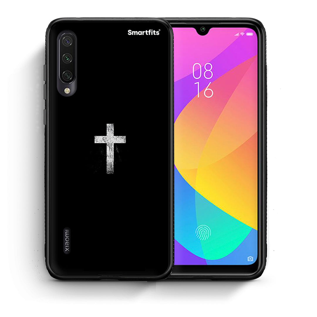 Θήκη Xiaomi Mi A3 White Cross από τη Smartfits με σχέδιο στο πίσω μέρος και μαύρο περίβλημα | Xiaomi Mi A3 White Cross case with colorful back and black bezels