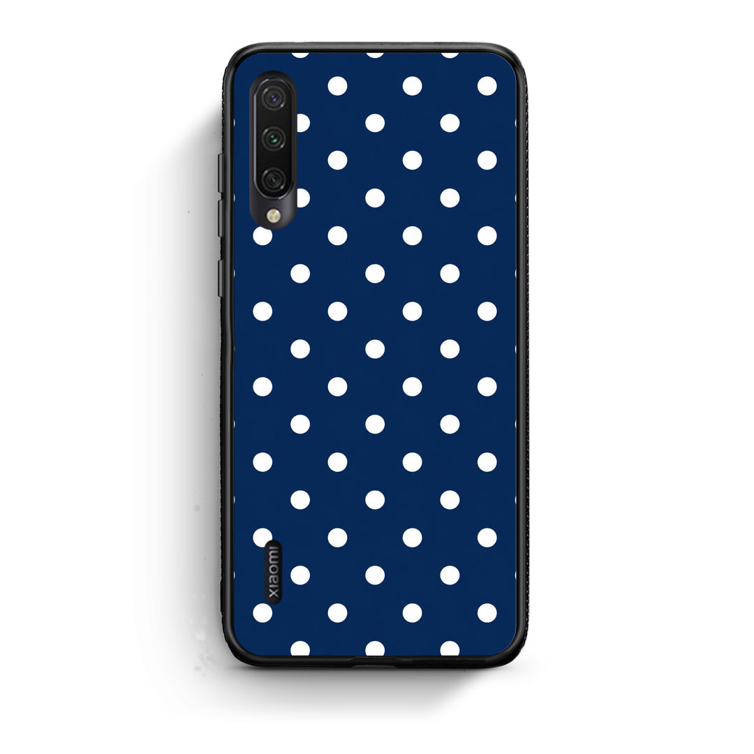 Θήκη Xiaomi Mi A3 White Small Polka Dots on Navy από τη Smartfits με σχέδιο στο πίσω μέρος και μαύρο περίβλημα | Xiaomi Mi A3 White Small Polka Dots on Navy case with colorful back and black bezels