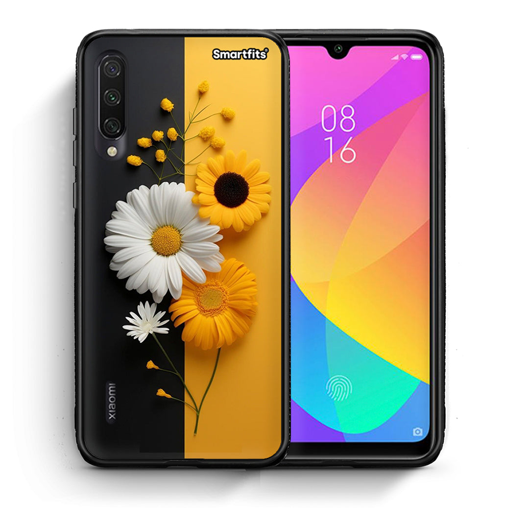 Θήκη Xiaomi Mi A3 Yellow Daisies από τη Smartfits με σχέδιο στο πίσω μέρος και μαύρο περίβλημα | Xiaomi Mi A3 Yellow Daisies case with colorful back and black bezels