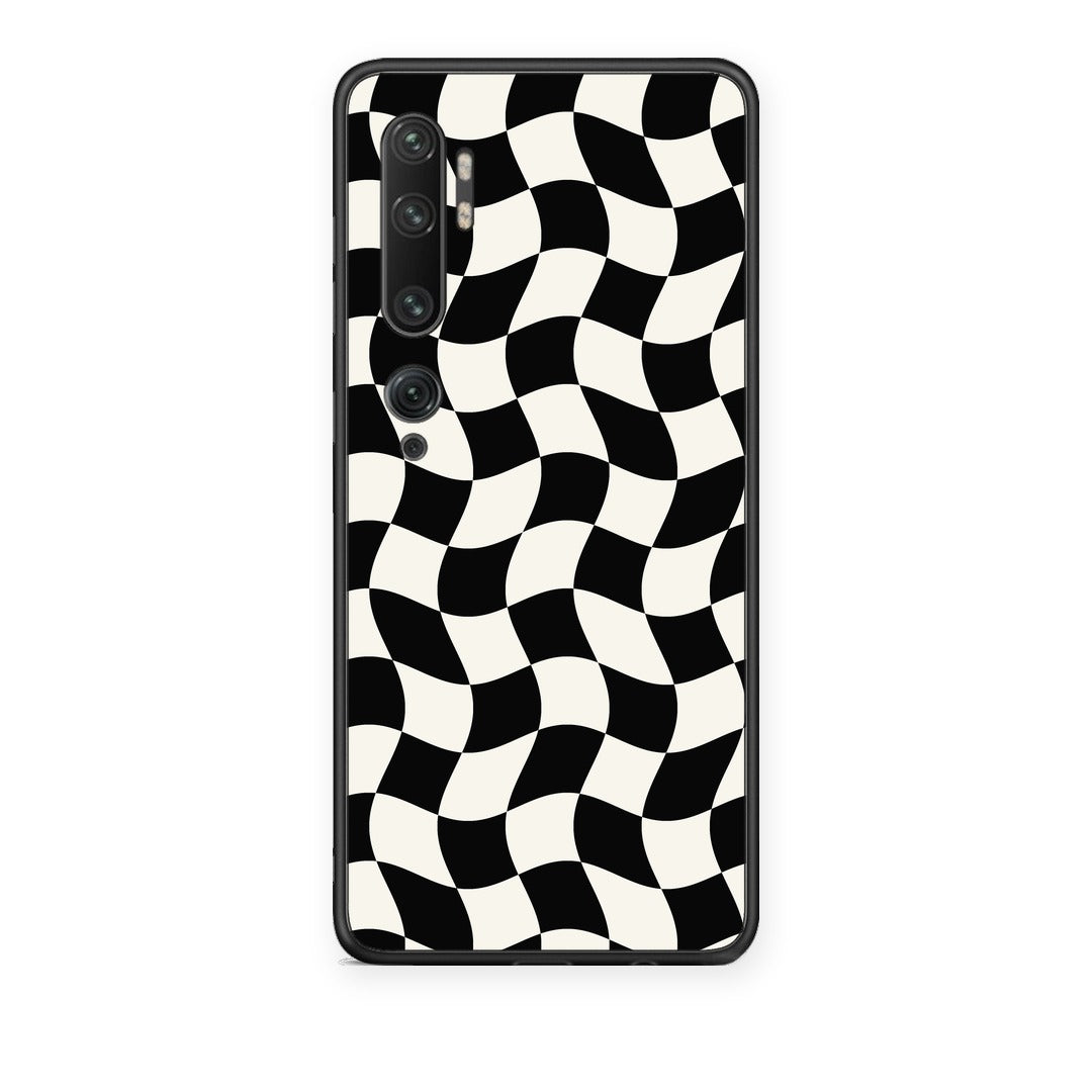 Θήκη Xiaomi Mi Note 10 / 10 Pro Black and Cream Wavy Checkerboard από τη Smartfits με σχέδιο στο πίσω μέρος και μαύρο περίβλημα | Xiaomi Mi Note 10 / 10 Pro Black and Cream Wavy Checkerboard case with colorful back and black bezels