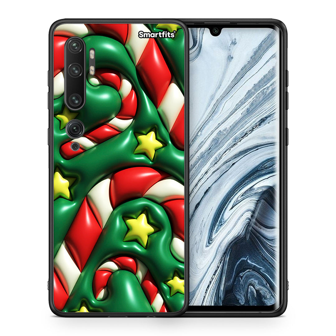 Θήκη Xiaomi Mi Note 10 Pro Christmas Bubbles από τη Smartfits με σχέδιο στο πίσω μέρος και μαύρο περίβλημα | Xiaomi Mi Note 10 Pro Christmas Bubbles case with colorful back and black bezels