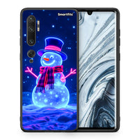 Thumbnail for Θήκη Xiaomi Mi Note 10 Pro Christmas Neon Snowman από τη Smartfits με σχέδιο στο πίσω μέρος και μαύρο περίβλημα | Xiaomi Mi Note 10 Pro Christmas Neon Snowman case with colorful back and black bezels