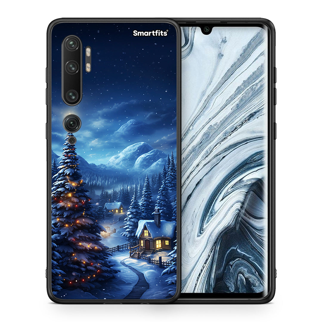 Θήκη Xiaomi Mi Note 10 Pro Christmas Scenery από τη Smartfits με σχέδιο στο πίσω μέρος και μαύρο περίβλημα | Xiaomi Mi Note 10 Pro Christmas Scenery case with colorful back and black bezels