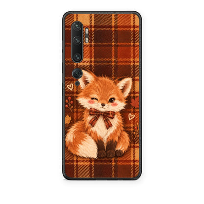Θήκη Xiaomi Mi Note 10 / 10 Pro Fox on Autumn Tartan από τη Smartfits με σχέδιο στο πίσω μέρος και μαύρο περίβλημα | Xiaomi Mi Note 10 / 10 Pro Fox on Autumn Tartan case with colorful back and black bezels