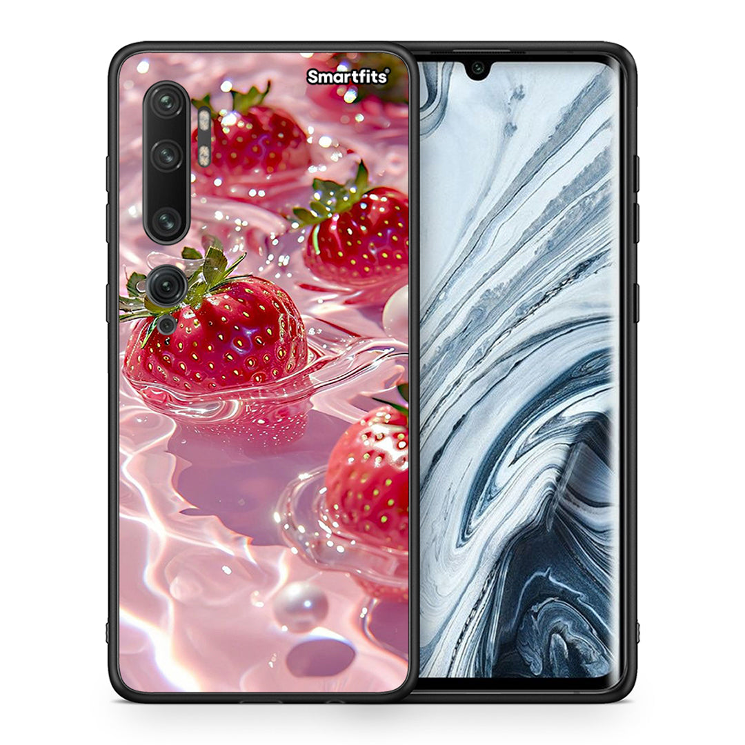 Θήκη Xiaomi Mi Note 10 Pro Juicy Strawberries από τη Smartfits με σχέδιο στο πίσω μέρος και μαύρο περίβλημα | Xiaomi Mi Note 10 Pro Juicy Strawberries case with colorful back and black bezels