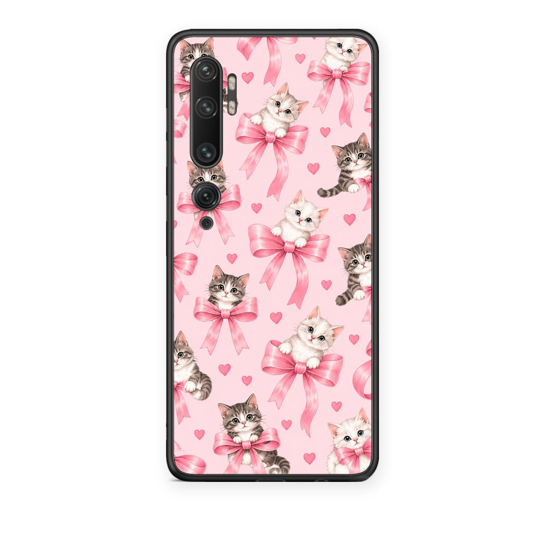 Θήκη Xiaomi Mi Note 10 / 10 Pro Kittens and Pink Bows on Pink από τη Smartfits με σχέδιο στο πίσω μέρος και μαύρο περίβλημα | Xiaomi Mi Note 10 / 10 Pro Kittens and Pink Bows on Pink case with colorful back and black bezels