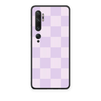 Θήκη Xiaomi Mi Note 10 / 10 Pro Lilac and Cream Striped Checks από τη Smartfits με σχέδιο στο πίσω μέρος και μαύρο περίβλημα | Xiaomi Mi Note 10 / 10 Pro Lilac and Cream Striped Checks case with colorful back and black bezels