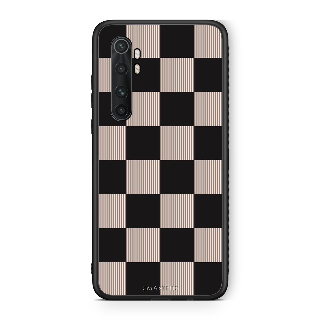 Θήκη Xiaomi Mi Note 10 Lite Black and Taupe Striped Checks από τη Smartfits με σχέδιο στο πίσω μέρος και μαύρο περίβλημα | Xiaomi Mi Note 10 Lite Black and Taupe Striped Checks case with colorful back and black bezels