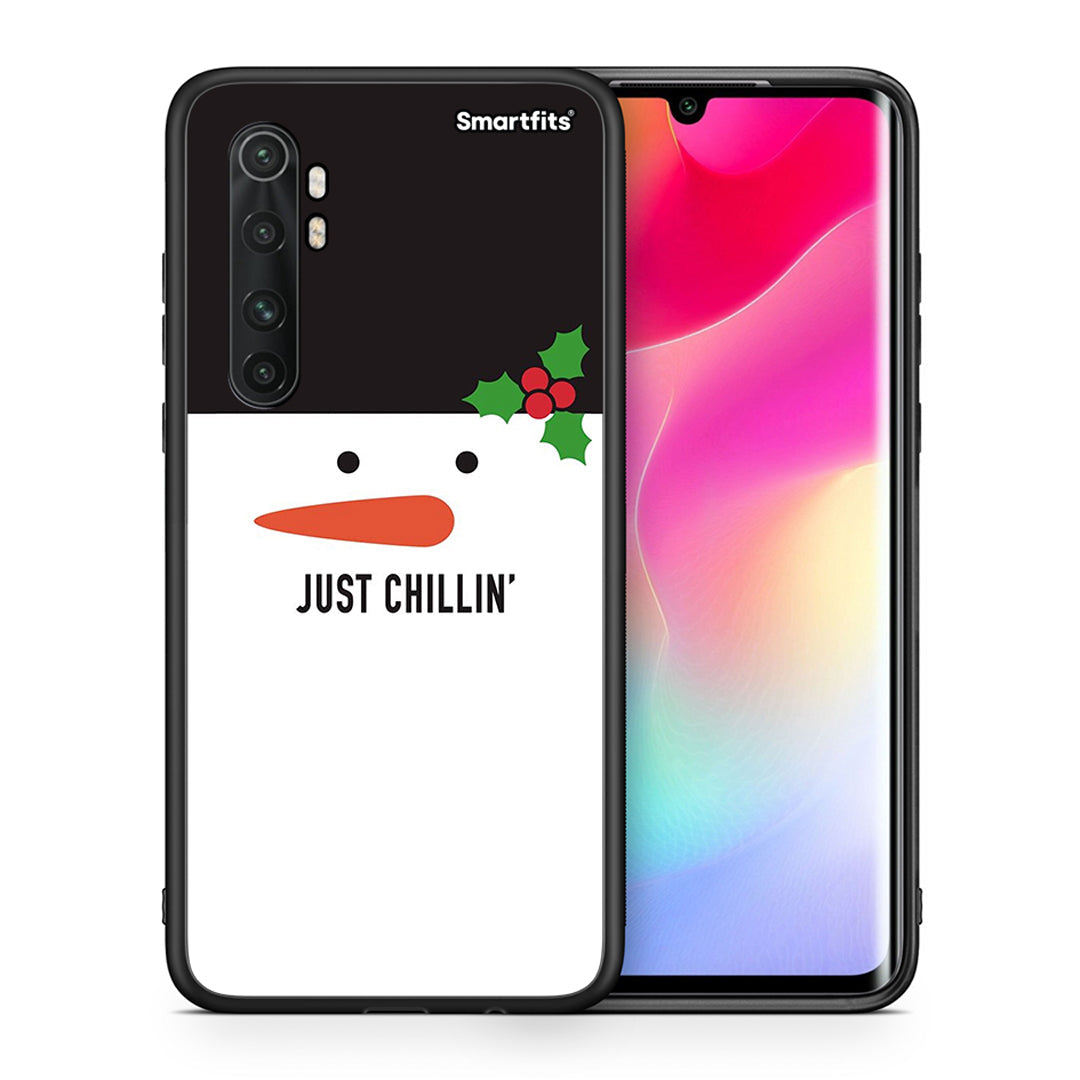 Θήκη Xiaomi Mi Note 10 Lite Christmas Chillin από τη Smartfits με σχέδιο στο πίσω μέρος και μαύρο περίβλημα | Xiaomi Mi Note 10 Lite Christmas Chillin case with colorful back and black bezels