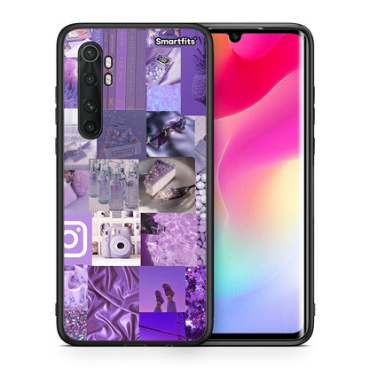 Θήκη Xiaomi Mi Note 10 Lite Purple Aesthetic Collage από τη Smartfits με σχέδιο στο πίσω μέρος και μαύρο περίβλημα | Xiaomi Mi Note 10 Lite Purple Aesthetic Collage case with colorful back and black bezels