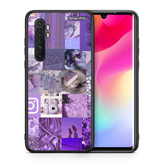 Θήκη Xiaomi Mi Note 10 Lite Purple Aesthetic Collage από τη Smartfits με σχέδιο στο πίσω μέρος και μαύρο περίβλημα | Xiaomi Mi Note 10 Lite Purple Aesthetic Collage case with colorful back and black bezels