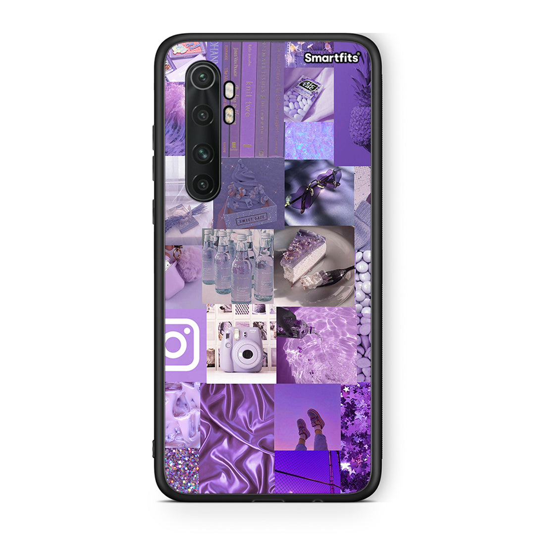 Xiaomi Mi Note 10 Lite Purple Aesthetic Collage θήκη από τη Smartfits με σχέδιο στο πίσω μέρος και μαύρο περίβλημα | Smartphone case with colorful back and black bezels by Smartfits