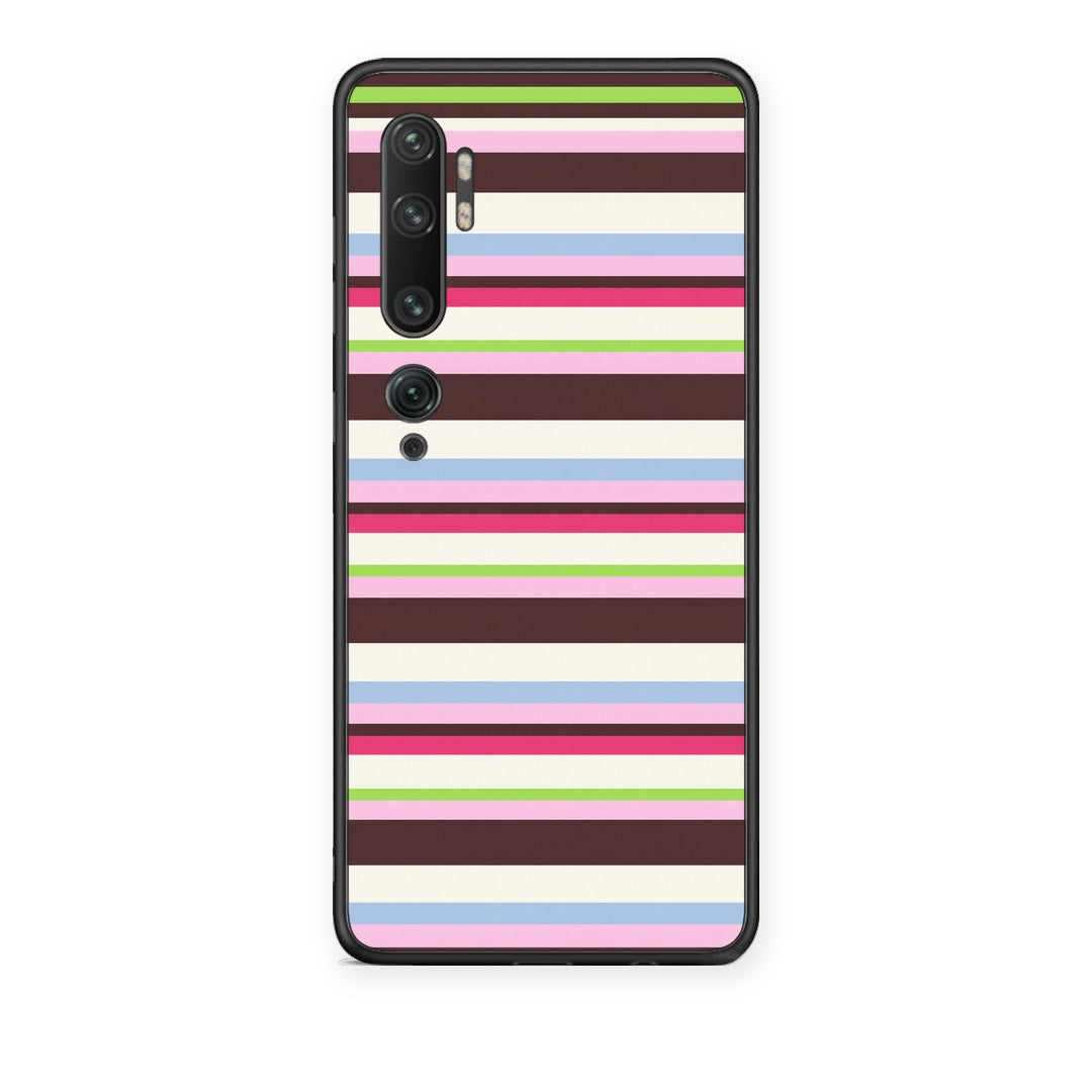 Θήκη Xiaomi Mi Note 10 / 10 Pro Multicolour Horizontal Stripes από τη Smartfits με σχέδιο στο πίσω μέρος και μαύρο περίβλημα | Xiaomi Mi Note 10 / 10 Pro Multicolour Horizontal Stripes case with colorful back and black bezels