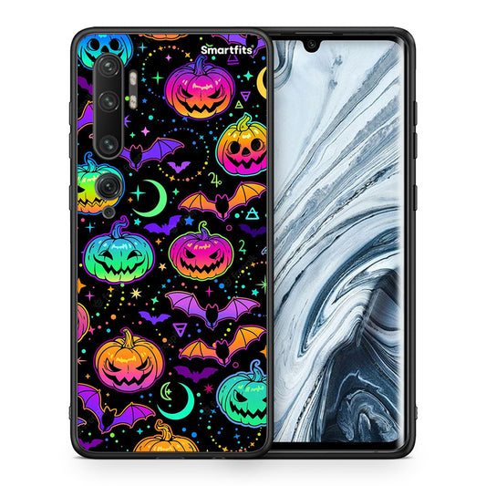 Θήκη Xiaomi Mi Note 10 Pro Neon Halloween από τη Smartfits με σχέδιο στο πίσω μέρος και μαύρο περίβλημα | Xiaomi Mi Note 10 Pro Neon Halloween case with colorful back and black bezels