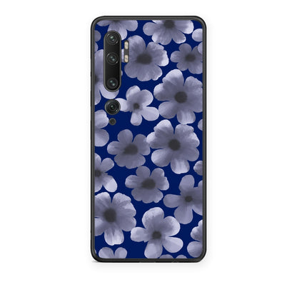 Θήκη Xiaomi Mi Note 10 / 10 Pro Pale Blue Flowers on Navy από τη Smartfits με σχέδιο στο πίσω μέρος και μαύρο περίβλημα | Xiaomi Mi Note 10 / 10 Pro Pale Blue Flowers on Navy case with colorful back and black bezels