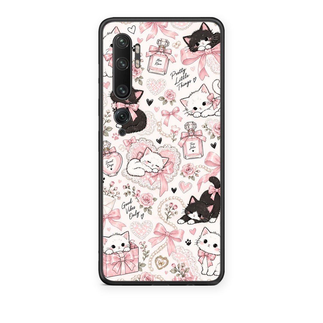 Θήκη Xiaomi Mi Note 10 / 10 Pro Pink Bows and Kittens Collage από τη Smartfits με σχέδιο στο πίσω μέρος και μαύρο περίβλημα | Xiaomi Mi Note 10 / 10 Pro Pink Bows and Kittens Collage case with colorful back and black bezels