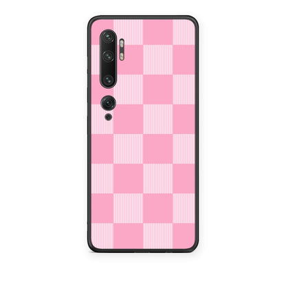 Θήκη Xiaomi Mi Note 10 / 10 Pro Pink and White Striped Checks από τη Smartfits με σχέδιο στο πίσω μέρος και μαύρο περίβλημα | Xiaomi Mi Note 10 / 10 Pro Pink and White Striped Checks case with colorful back and black bezels