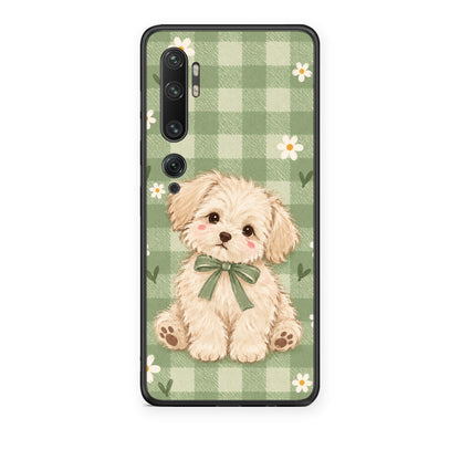 Θήκη Xiaomi Mi Note 10 / 10 Pro Puppy and Daisies on Sage Gingham από τη Smartfits με σχέδιο στο πίσω μέρος και μαύρο περίβλημα | Xiaomi Mi Note 10 / 10 Pro Puppy and Daisies on Sage Gingham case with colorful back and black bezels