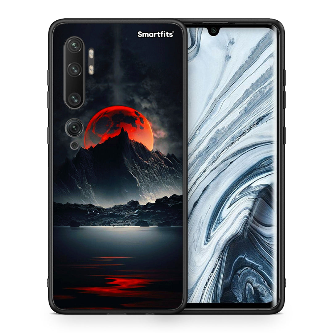 Θήκη Xiaomi Mi Note 10 Pro Red Full Moon από τη Smartfits με σχέδιο στο πίσω μέρος και μαύρο περίβλημα | Xiaomi Mi Note 10 Pro Red Full Moon case with colorful back and black bezels