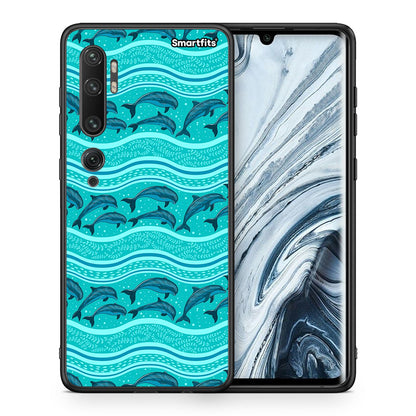 Θήκη Xiaomi Mi Note 10 Pro Swimming Dolphins από τη Smartfits με σχέδιο στο πίσω μέρος και μαύρο περίβλημα | Xiaomi Mi Note 10 Pro Swimming Dolphins case with colorful back and black bezels