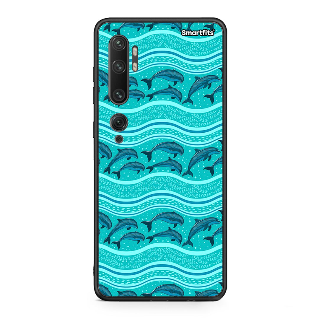 Xiaomi Mi Note 10 Pro Swimming Dolphins θήκη από τη Smartfits με σχέδιο στο πίσω μέρος και μαύρο περίβλημα | Smartphone case with colorful back and black bezels by Smartfits