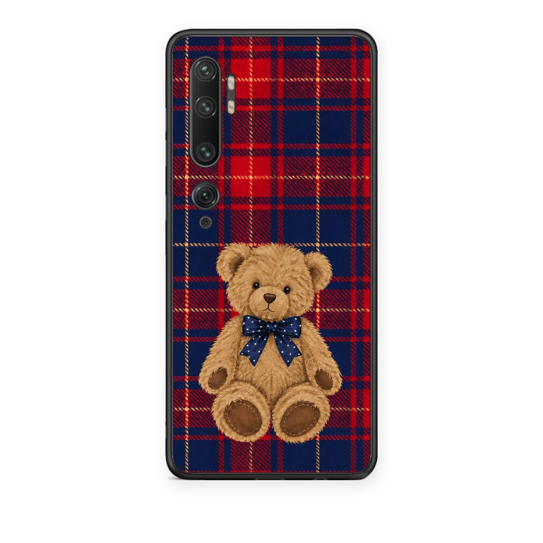 Θήκη Xiaomi Mi Note 10 / 10 Pro Teddy Bear on Red and Navy Tartan από τη Smartfits με σχέδιο στο πίσω μέρος και μαύρο περίβλημα | Xiaomi Mi Note 10 / 10 Pro Teddy Bear on Red and Navy Tartan case with colorful back and black bezels