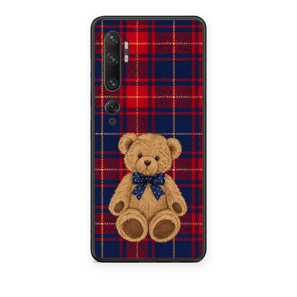 Θήκη Xiaomi Mi Note 10 / 10 Pro Teddy Bear on Red and Navy Tartan από τη Smartfits με σχέδιο στο πίσω μέρος και μαύρο περίβλημα | Xiaomi Mi Note 10 / 10 Pro Teddy Bear on Red and Navy Tartan case with colorful back and black bezels