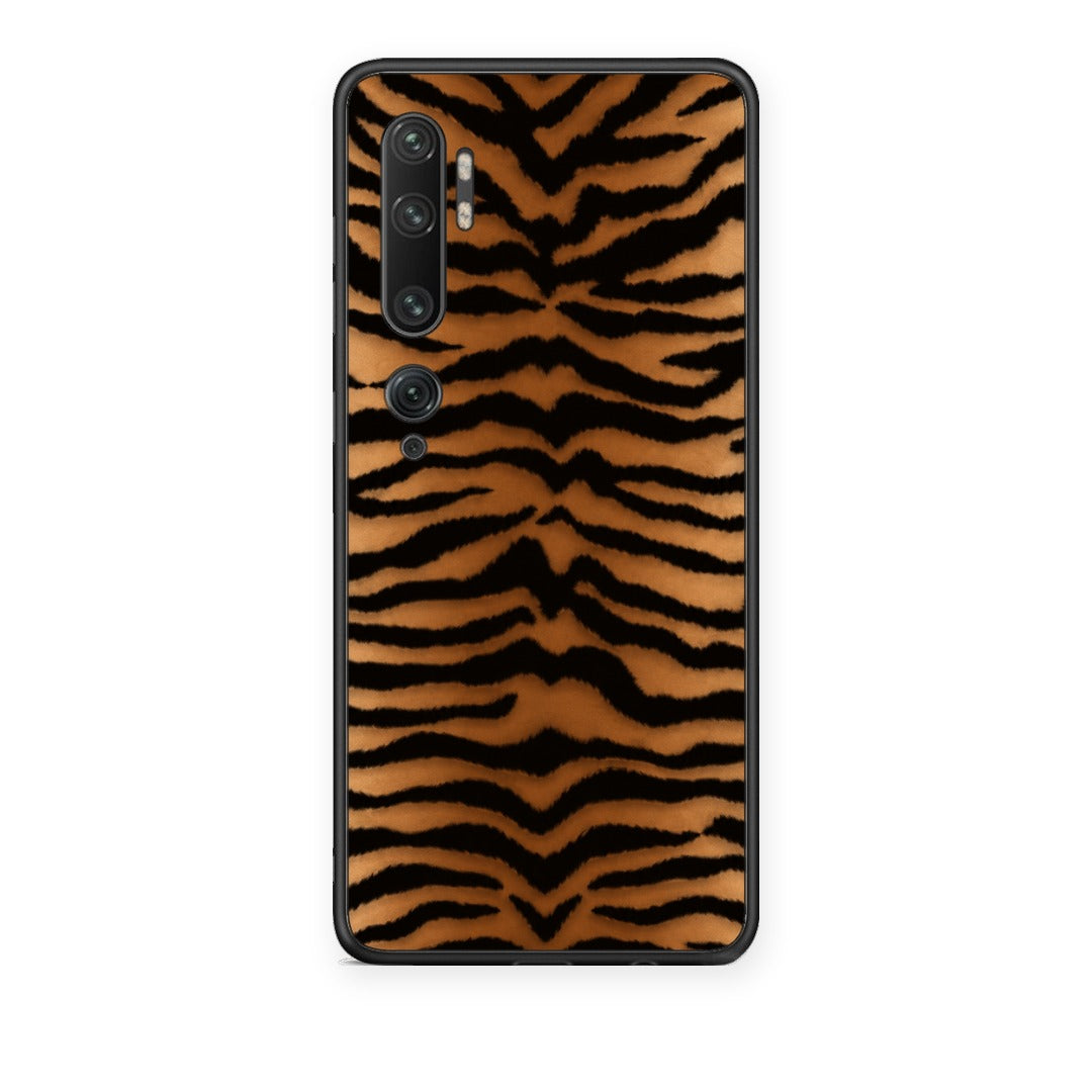 Θήκη Xiaomi Mi Note 10 / 10 Pro Tiger Print Orange and Black από τη Smartfits με σχέδιο στο πίσω μέρος και μαύρο περίβλημα | Xiaomi Mi Note 10 / 10 Pro Tiger Print Orange and Black case with colorful back and black bezels