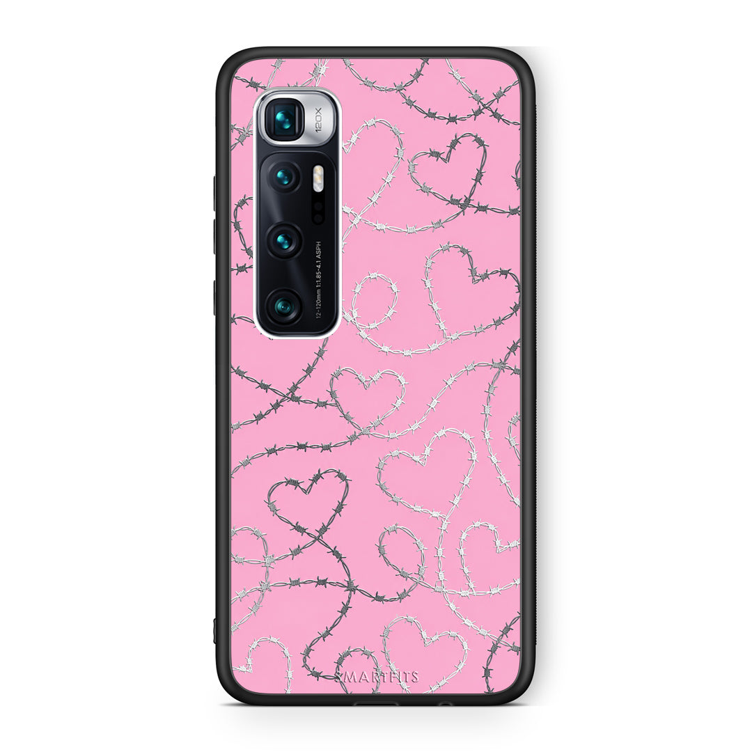 Θήκη Xiaomi Mi 10 Ultra Barbed Wire Hearts on Pink από τη Smartfits με σχέδιο στο πίσω μέρος και μαύρο περίβλημα | Xiaomi Mi 10 Ultra Barbed Wire Hearts on Pink case with colorful back and black bezels