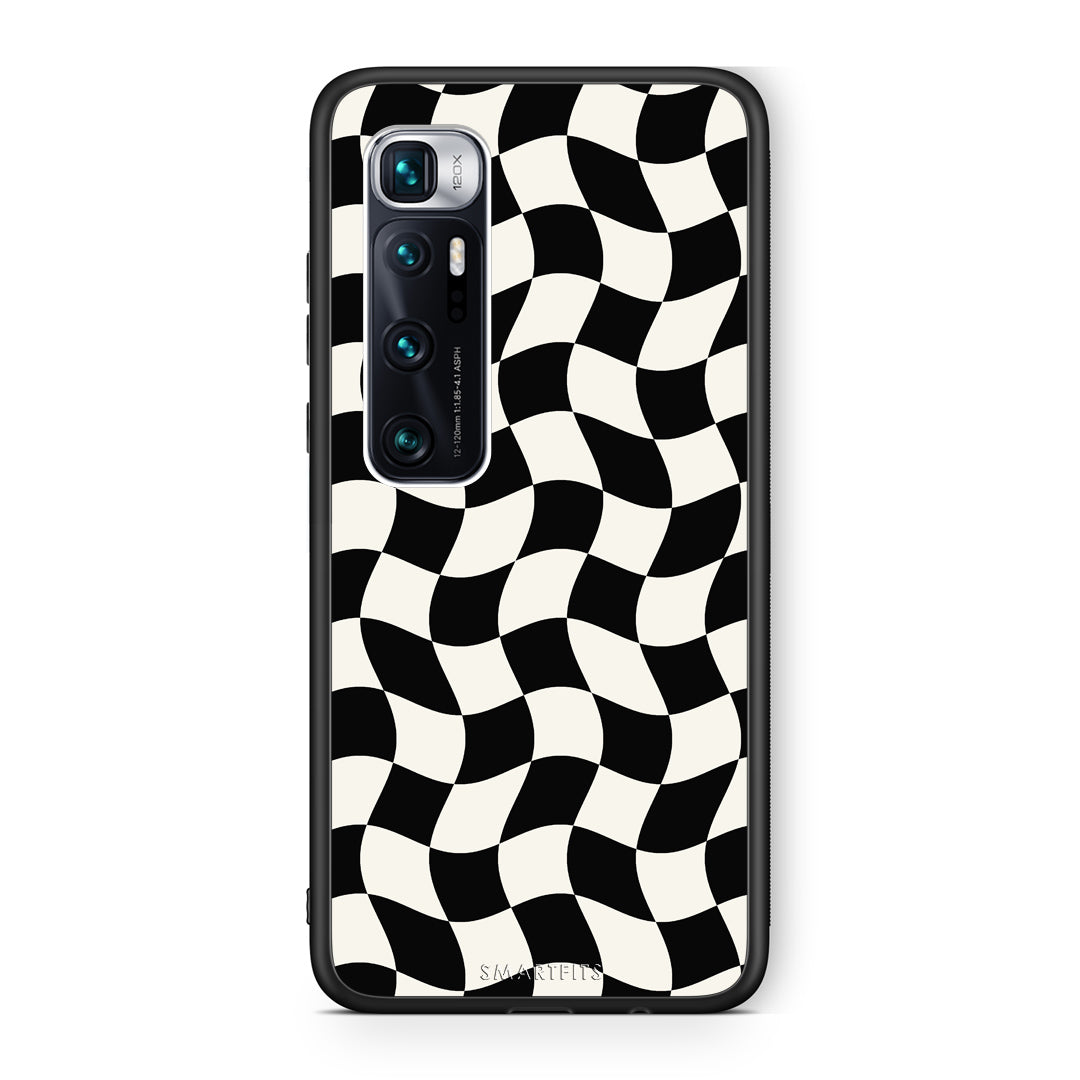 Θήκη Xiaomi Mi 10 Ultra Black and Cream Wavy Checkerboard από τη Smartfits με σχέδιο στο πίσω μέρος και μαύρο περίβλημα | Xiaomi Mi 10 Ultra Black and Cream Wavy Checkerboard case with colorful back and black bezels