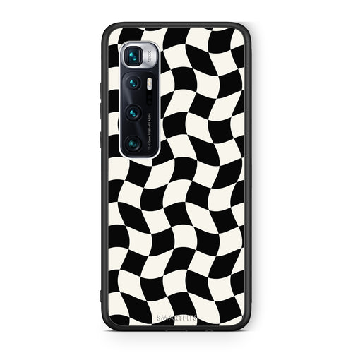 Θήκη Xiaomi Mi 10 Ultra Black and Cream Wavy Checkerboard από τη Smartfits με σχέδιο στο πίσω μέρος και μαύρο περίβλημα | Xiaomi Mi 10 Ultra Black and Cream Wavy Checkerboard case with colorful back and black bezels